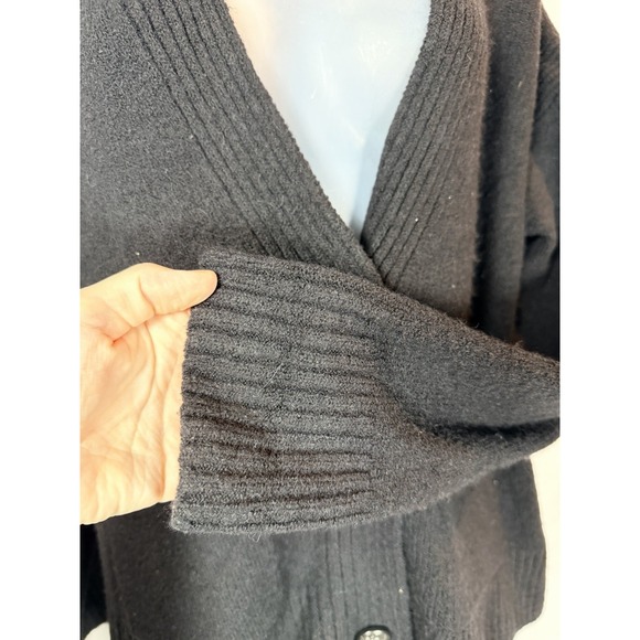 J.Crew Womens M Black Merino Alpaca Blend Cardigan V Neck Button Front - Picture 4 of 11